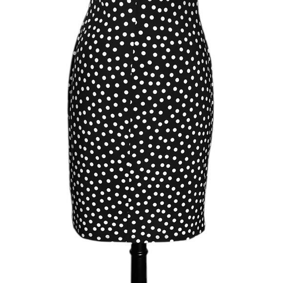 Chaps Ralph Lauren Women's Dress Black White Polka Dot Faux Wrap Party Sheath M - Picture 8 of 8